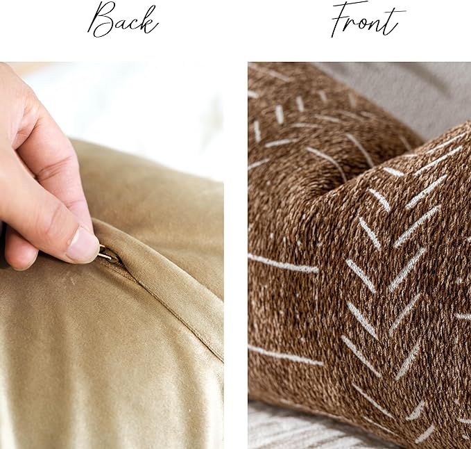 Brown Boho Lumbar Throw Pillow Cover 14X36, Decorative Long Accent Body Lumbar Pillow for Bed, Fa... | Amazon (US)
