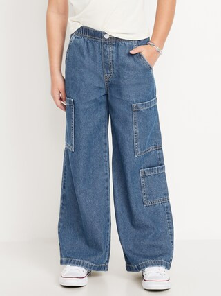 High-Waisted Pull-On Super Wide-Leg Cargo Jeans for Girls | Old Navy (US)