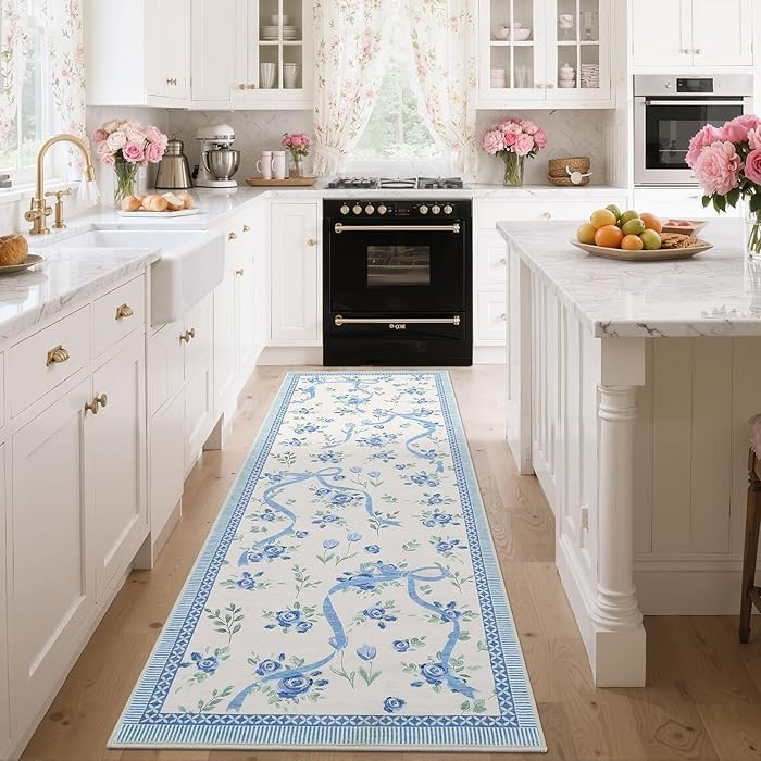 GarveeHome Runners for Hallways Non Slip, 2.5x8 Kitchen Runner Rug Blue and White Rugs for Bedroo... | Amazon (US)