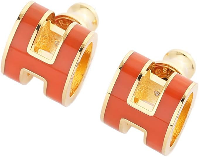 Classic H Design 18K Gold Plated Girl Earrings Colorful Color Optional Women's Gift | Amazon (US)