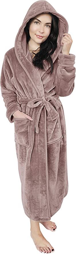 NY Threads Women Fleece Hooded Bathrobe - Plush Long Robe | Amazon (US)