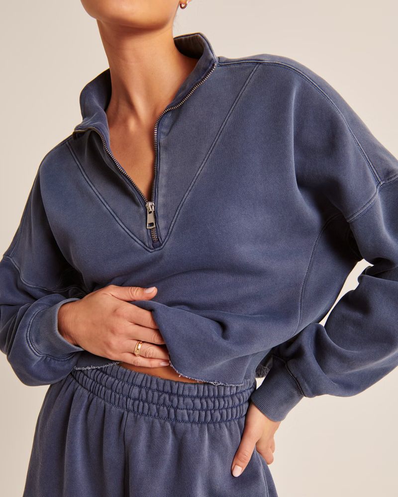 Women's Essential Mini Sunday Cutoff Half-Zip | Women's Tops | Abercrombie.com | Abercrombie & Fitch (US)