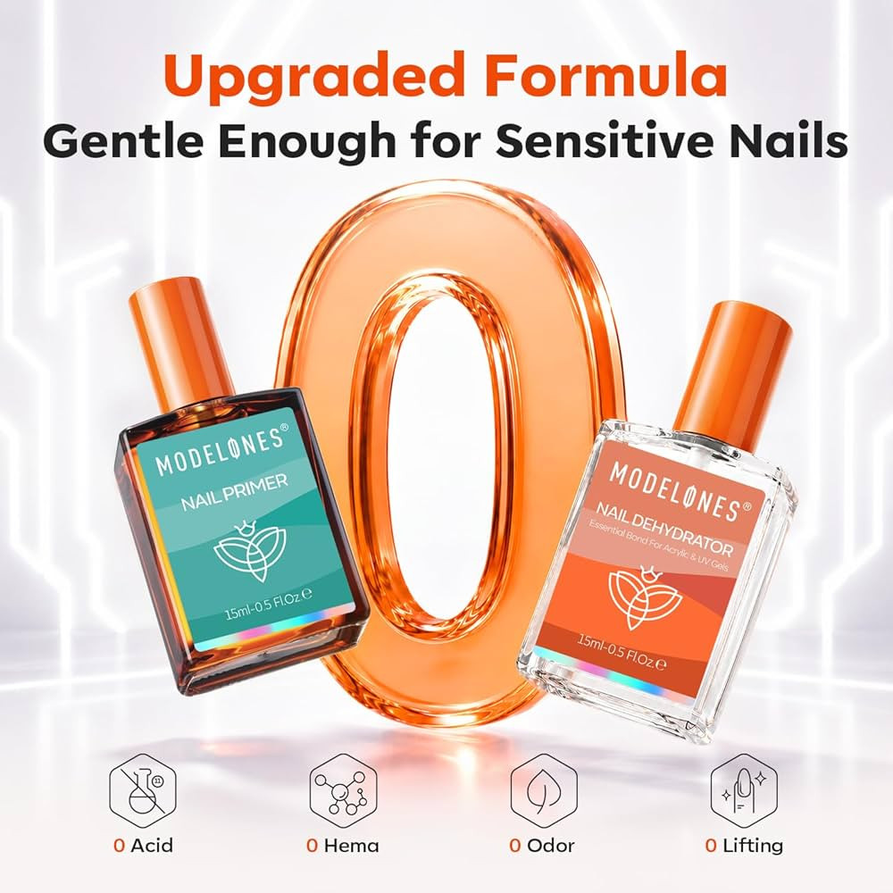 modelones Nail Dehydrator and Primer Set 15ml 2 Pcs HEMA Free Prep Kit | Amazon (US)