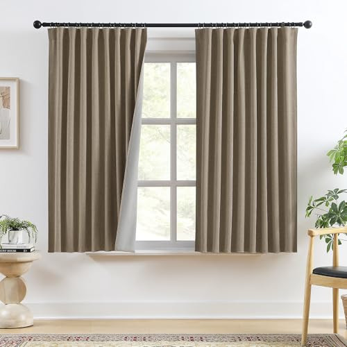 RAIN CITY Linen Brown Blackout Curtains 2 Panels Set,Back Tab Pleated Curtains Hidden Tab with Hooks,Energy Efficinet Linen Polyester Blend Drapes for Bedroom Modern Classic W50xL63 Linen Brown | Amazon (US)