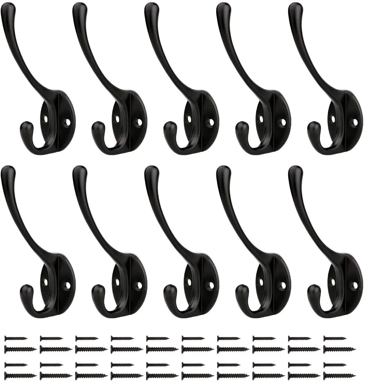 YIHATA 10 Packs Hooks for Hanging Hat Hook Double Wall Mounted Coat Hanger | Walmart (US)