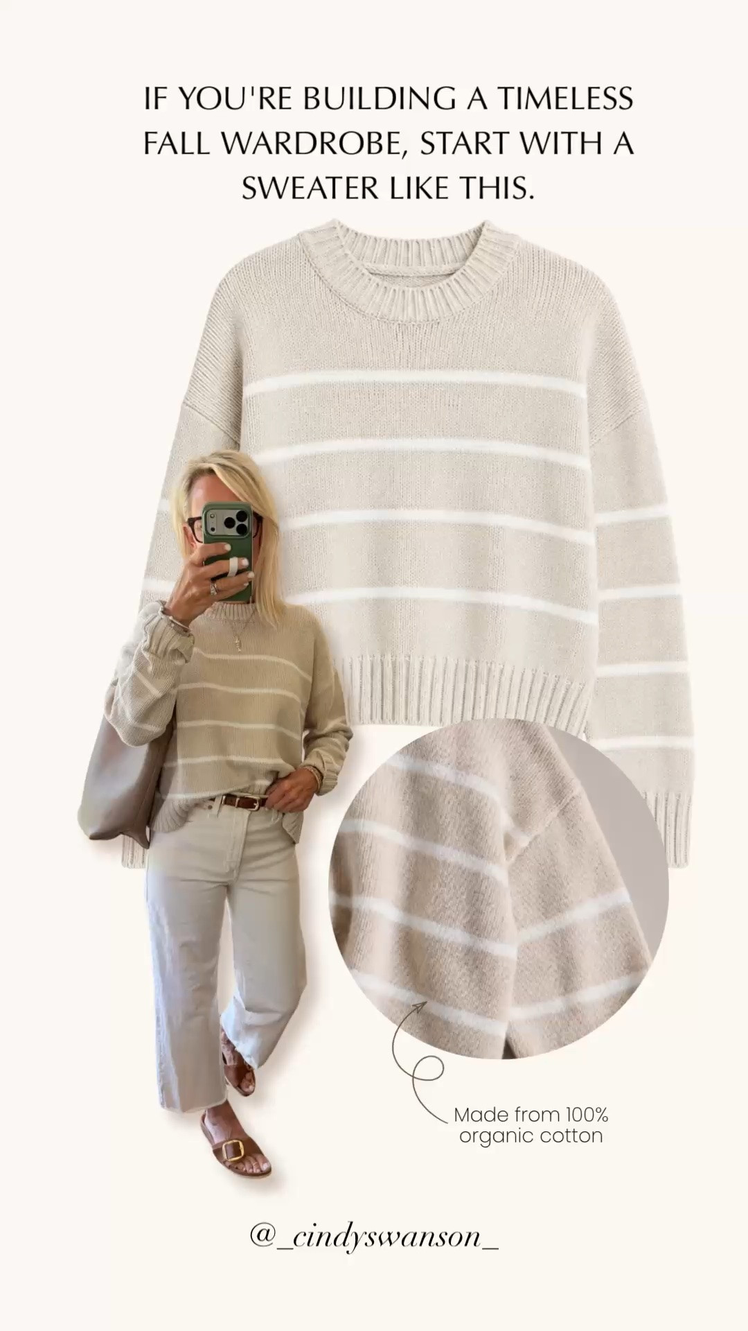 This is the pre-fall sweater you’ll actually wear on repeat. 🤍 Made from 100% organic cotton, it’s soft, easy to layer, and the neutral stripes make it such a versatile addition to a timeless fall wardrobe.

💡 LTK MADE EASY
❤️ Heart = Support my posts!
🔖 Save = Get sale & restock alerts
📋 Lists = Keep favorites organized
📲 Share = Send lists and products to a friend. Hello, Christmas List!
💬 Comment = Ask me anything about what I’m wearing.:-)

#LTKootd #LTKSeasonal #LTKOver40
