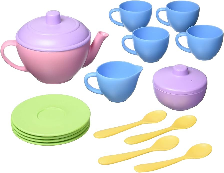 Green Toys Tea Set, Pink CB - 17 Piece Pretend Play, Motor Skills, Language & Communication Kids ... | Amazon (US)