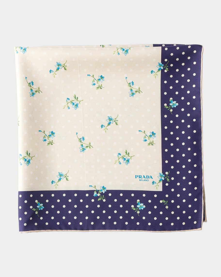 Bloom Dots Printed Silk Twill Scarf, 21.6" Square | Neiman Marcus