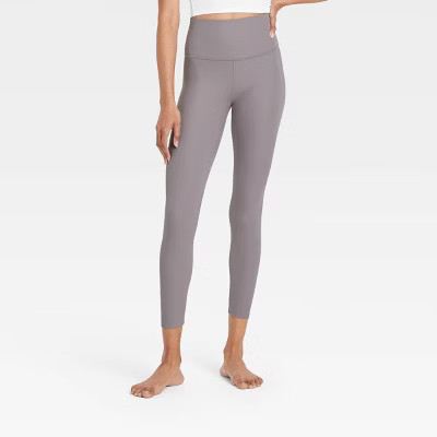 Women's Everyday Soft High-Rise Ribbed 7/8 Leggings - All In Motion™ Gray XL | Target