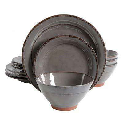 Gibson Elite 12pc Stoneware Terranea Dinnerware Set Gray | Target