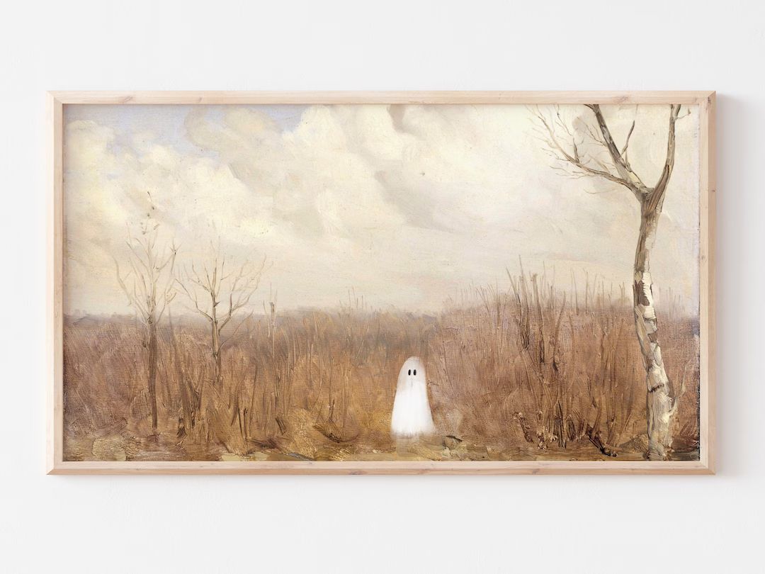 Samsung Frame TV Art | Vintage Ghost Landscape | Halloween | Fall Landscape | Brown & Blue | Neut... | Etsy (US)