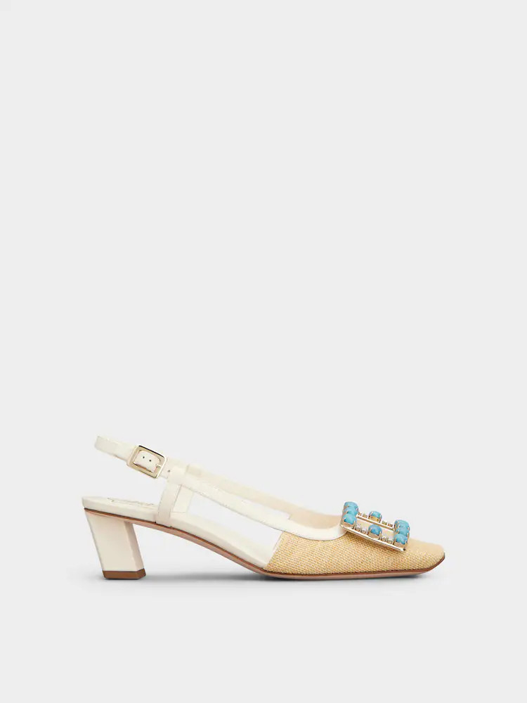 Belle Vivier Slingback Pumps in canvas | Roger Viver US
