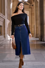 NewBlue Denim Midi Skirt | Cupshe US