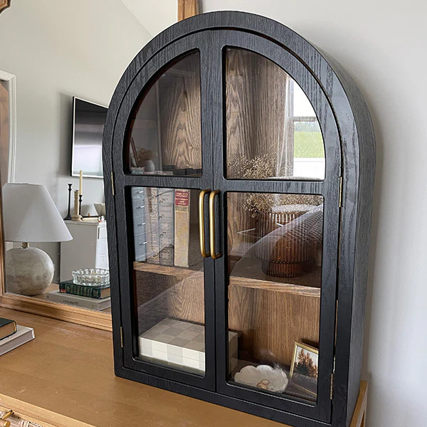 Black Wood Arched Cabinet - Decor Steals | Decor Steals