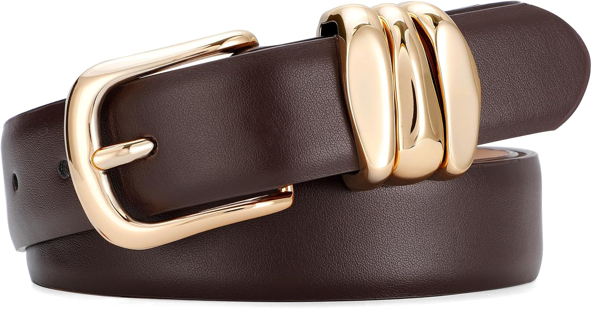 SANSTHS Womens Belt with Statement Triple Gold Keeper Loops, Stylish Ladies Waist Belt for Jeans ... | Amazon (US)