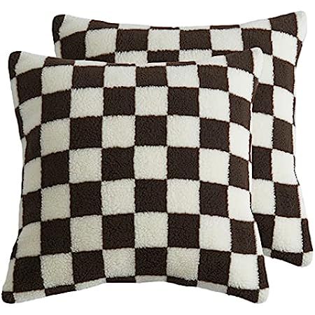 JOJUSIS Decorative Throw Pillow Covers Luxury Style Checkerboard Pattern Cushion Case Super Soft ... | Amazon (US)
