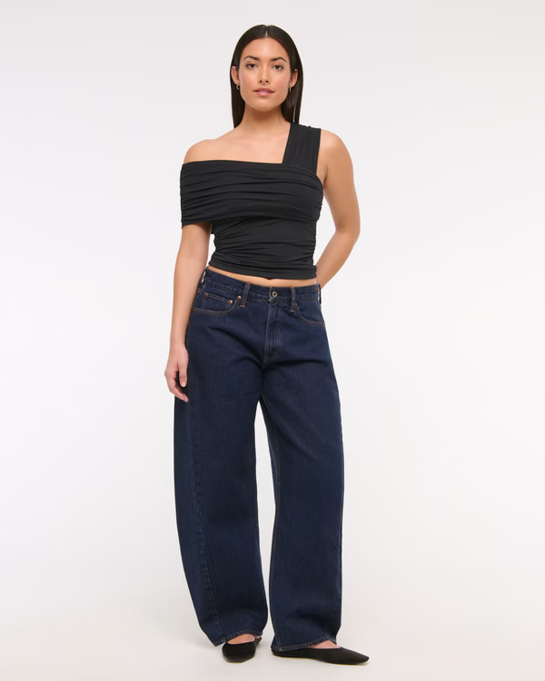Women's Curve Love Mid Rise Barrel Jean | Women's Clearance | Abercrombie.com | Abercrombie & Fitch (US)