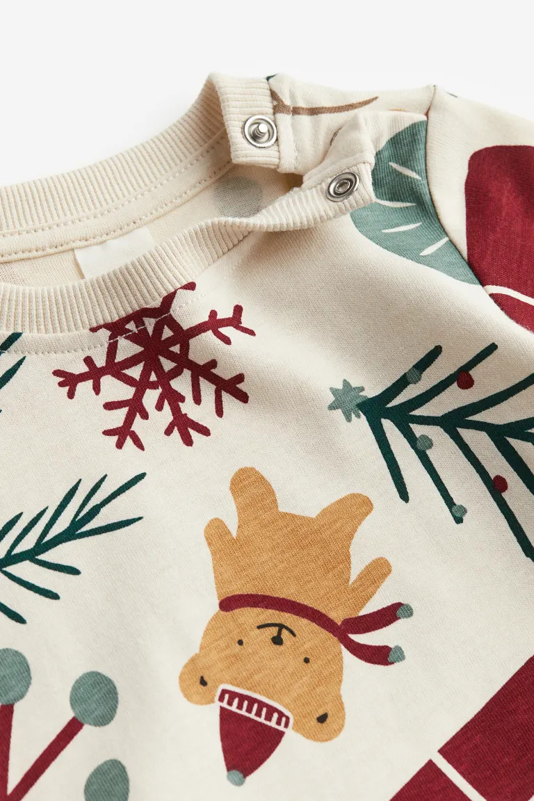 2-piece Jersey Set - Natural white/patterned - Kids | H&M US | H&M (US + CA)