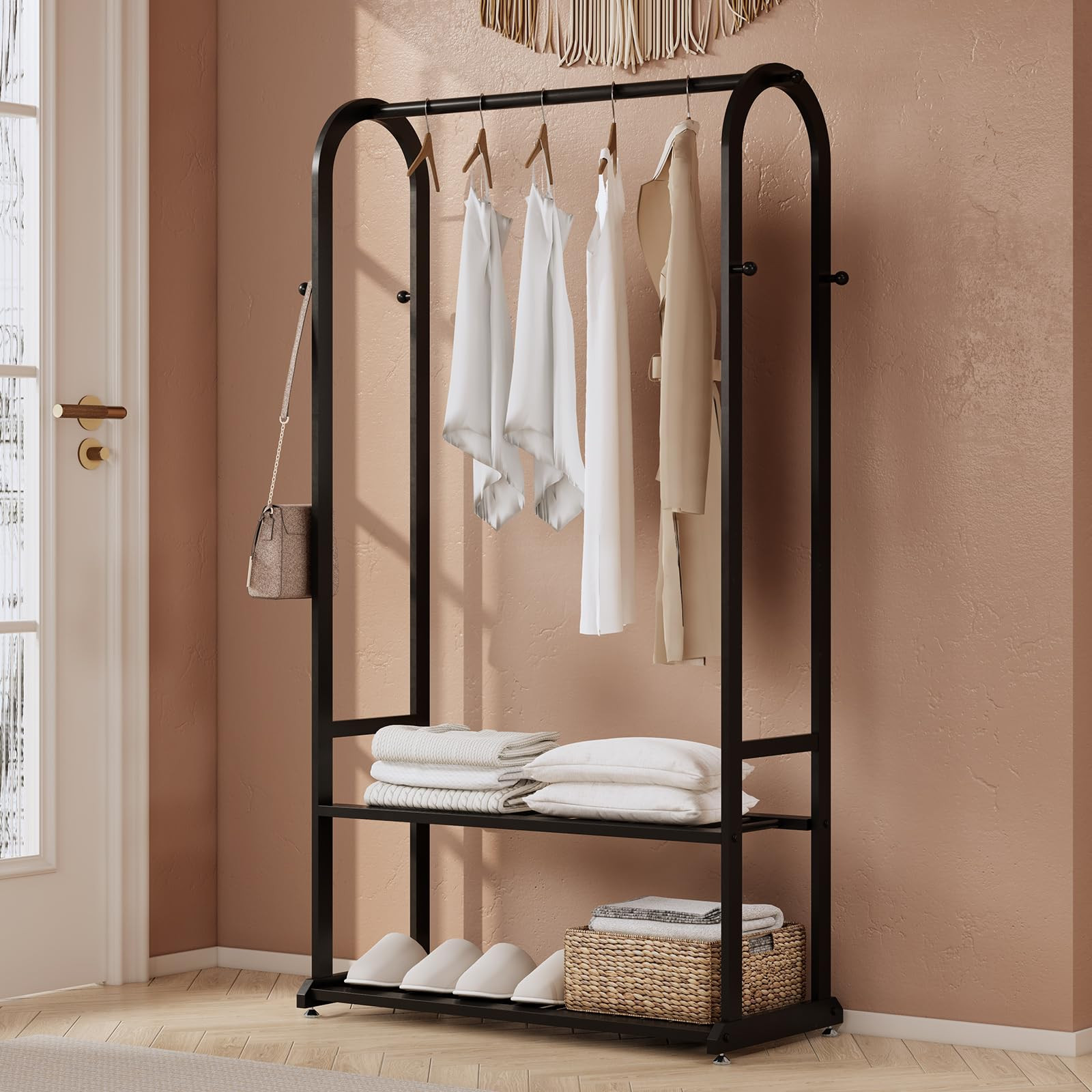 Heavy Duty Clothes Rack,Sturdy Metal Garment Racks for Hanging Clothes,Clothing Racks with bottom... | Amazon (US)