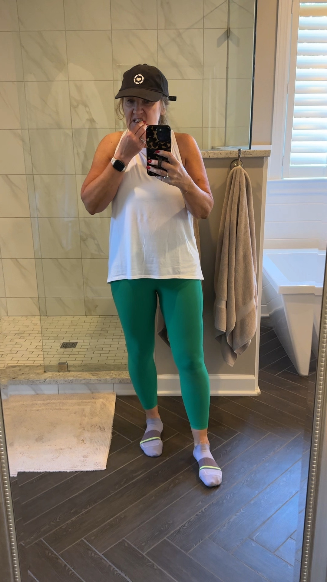 It felt good to be home and run one of my running roots this morning. Loving these new tights by Athleta. They have a pocket for my phone, and I find them true to size.
The top I went my larger size. I don’t want anything sticking to me. This is performance activewear, which means the fabric does not hold a stink it wick sweat against your skin and they’re just a really good quality and worth the extra money in my book. 

I love socks! !

Athleta running tights, green leggings, white tank top

#LTKOver40 #LTKMidsize #LTKActive