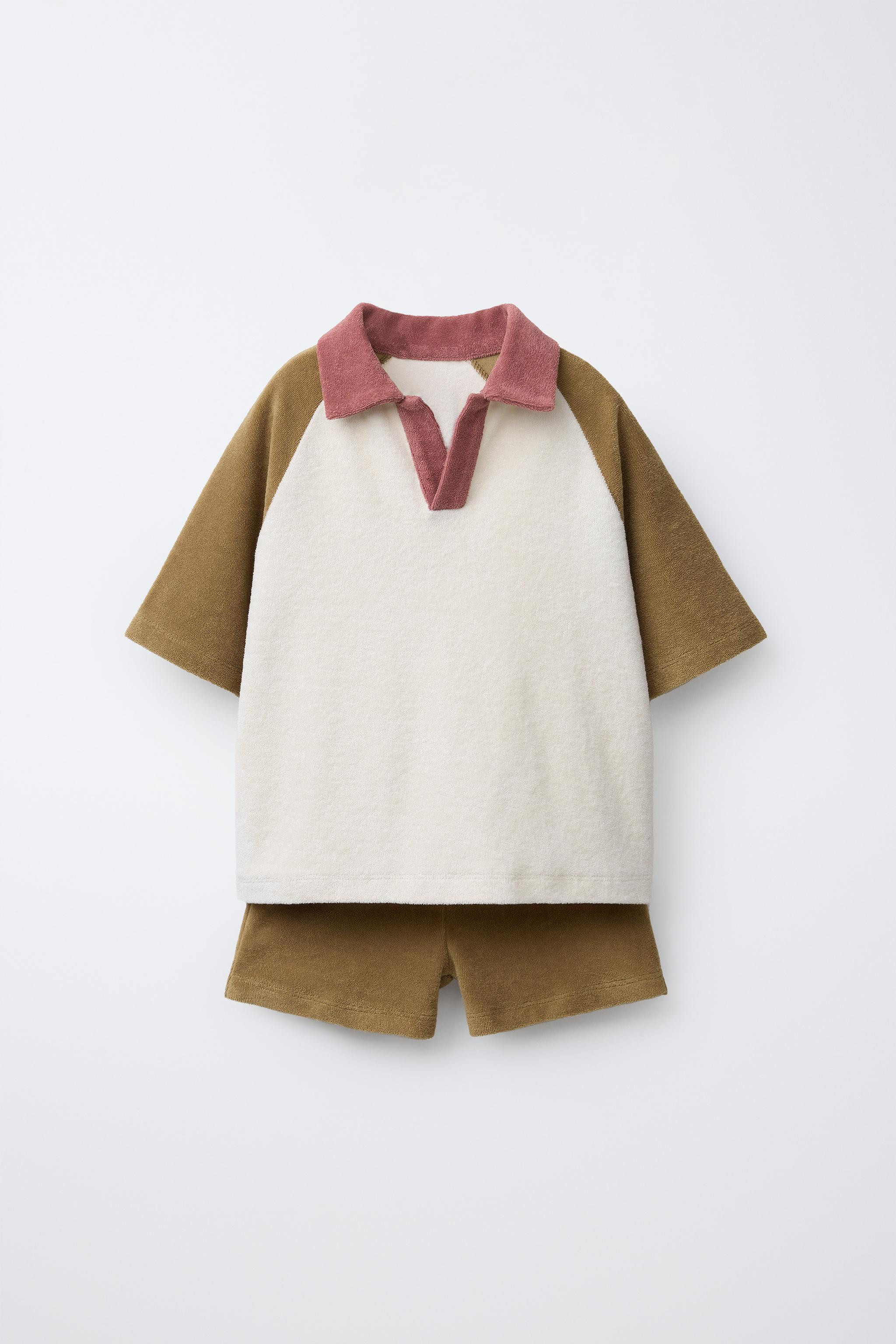 COLORBLOCK TERRYCLOTH POLO AND BERMUDA SET | Zara US