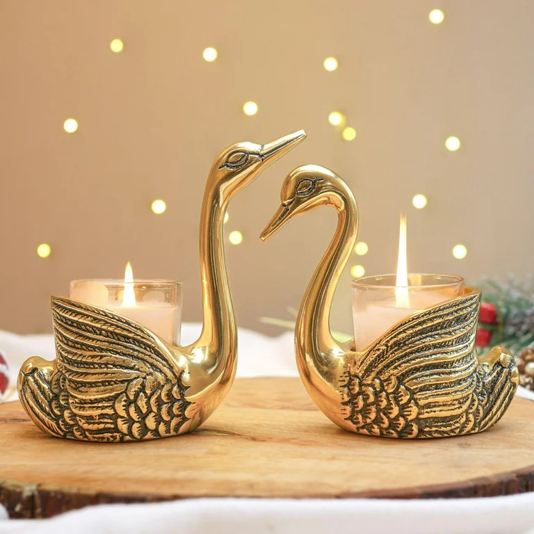 BEHOMA Metal Pair of Swans for Good Luck and Love | Candle Holder for Home Decor (Candles/Plants ... | Walmart (US)