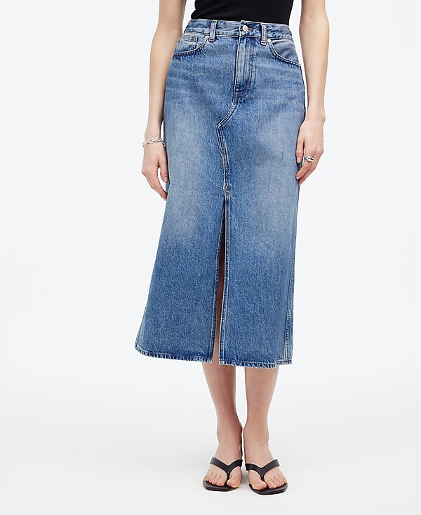 The Rilee Denim Midi Skirt | Madewell | Madewell