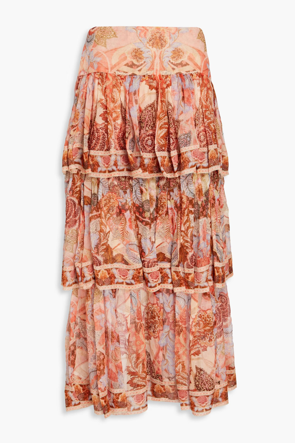 Tiered printed silk-crepon midi skirt | The Outnet (US and CA)