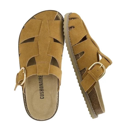 Cushionaire Benson Fisherman Sandals for Women – Suede Slip On Closed Toe Womens Clogs with Memory Foam Cork Footbed and Arch Support | Walmart (US)
