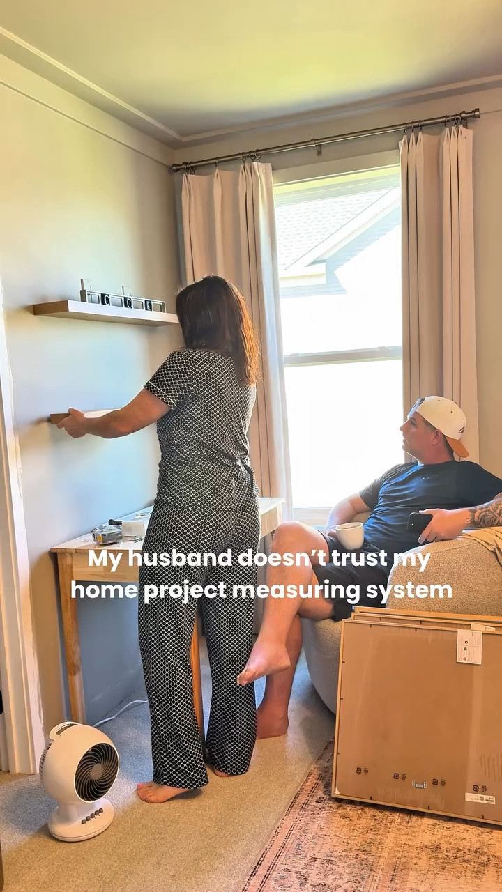 At this point I’ve accepted that there are two types of people during home projects 😂

The people who need exact measurements… and the people who can just look at a wall and immediately know what feels right.

Unfortunately for Tony, I’m the second one.

Also not sure why tape measures suddenly become impossible to use the second someone is watching you use one.

#HomeAndLife 
#RealLifeHome 
#MidlifeLifestyle