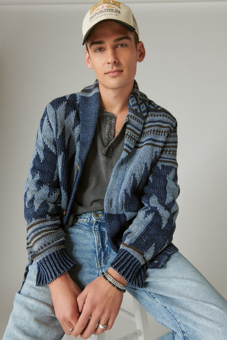 SOUTHWESTERN PRINT SHAWL CARDIGAN | Lucky Brand