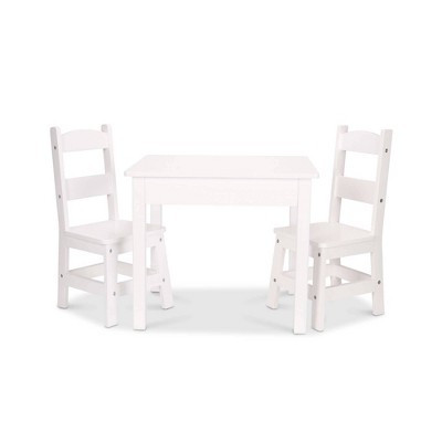Melissa & Doug Wooden Kids' Table and 2 Chairs Playroom Furniture Set - White: Square Surface, 3-Piece Set | Target