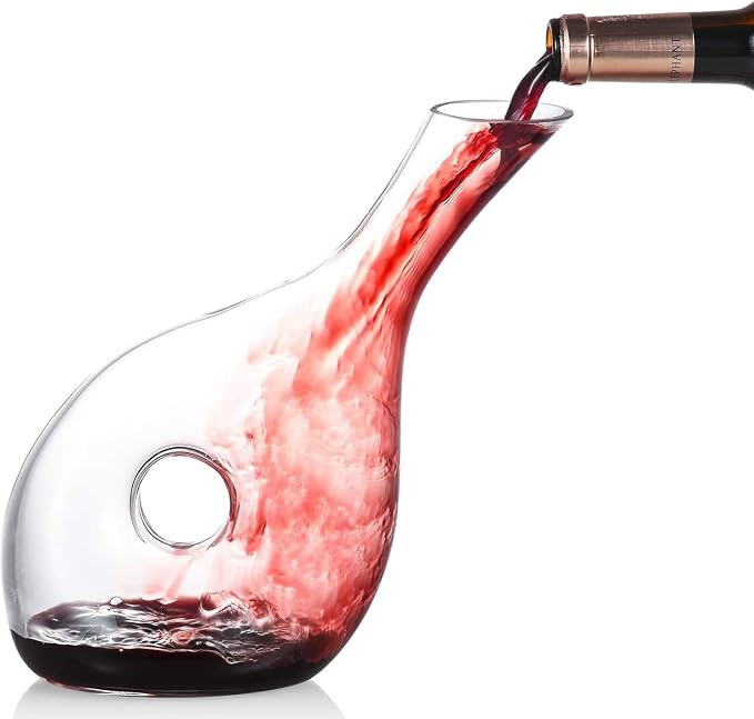 Wine Decanter,Crystal Wine Carafe Decanters, Wine Aerator Hand Blown Lead-free Crystal Glass Snai... | Amazon (US)