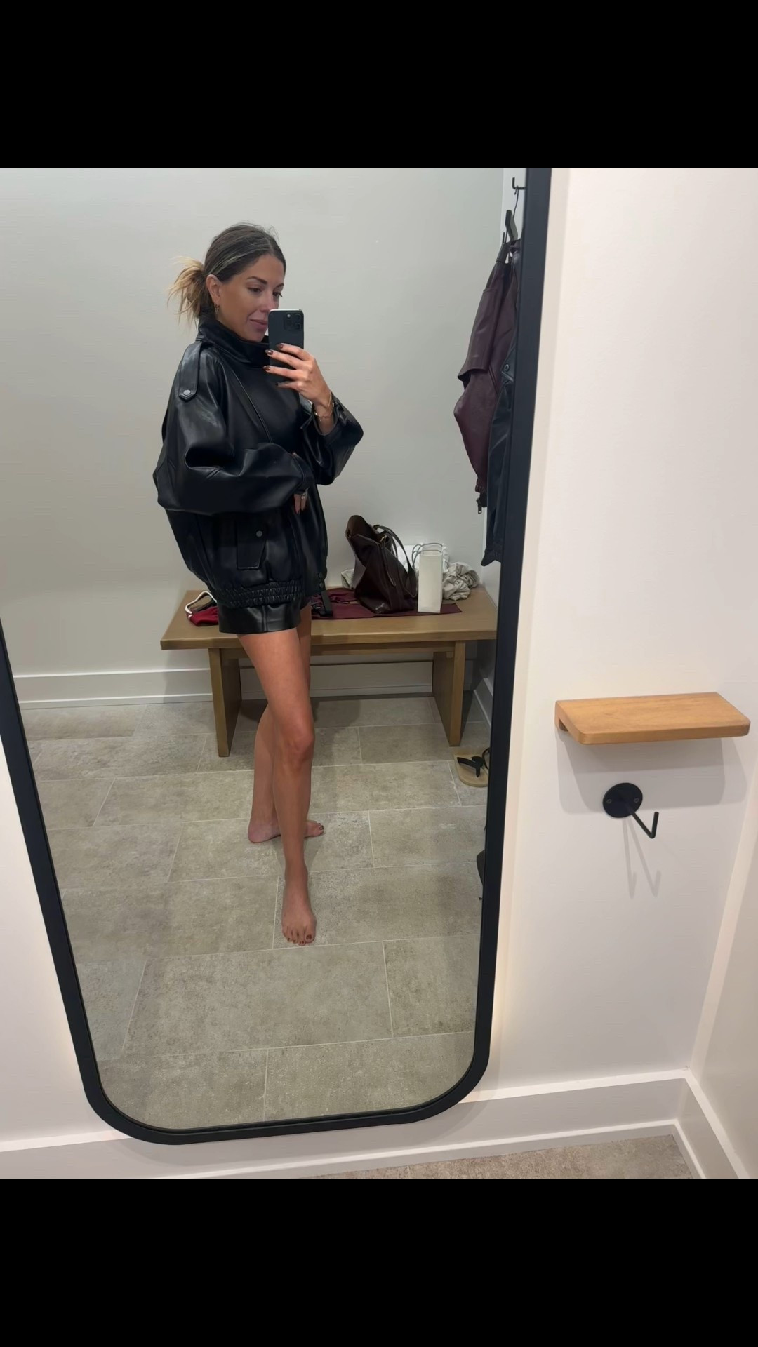 This Abercrombie funnel neck leather coat is such a steal. Reminds me of the Saint Laurent for $150 and on sale through the LTK app right now! #LTKFallSale 

#LTKStyleTip #LTKSaleAlert