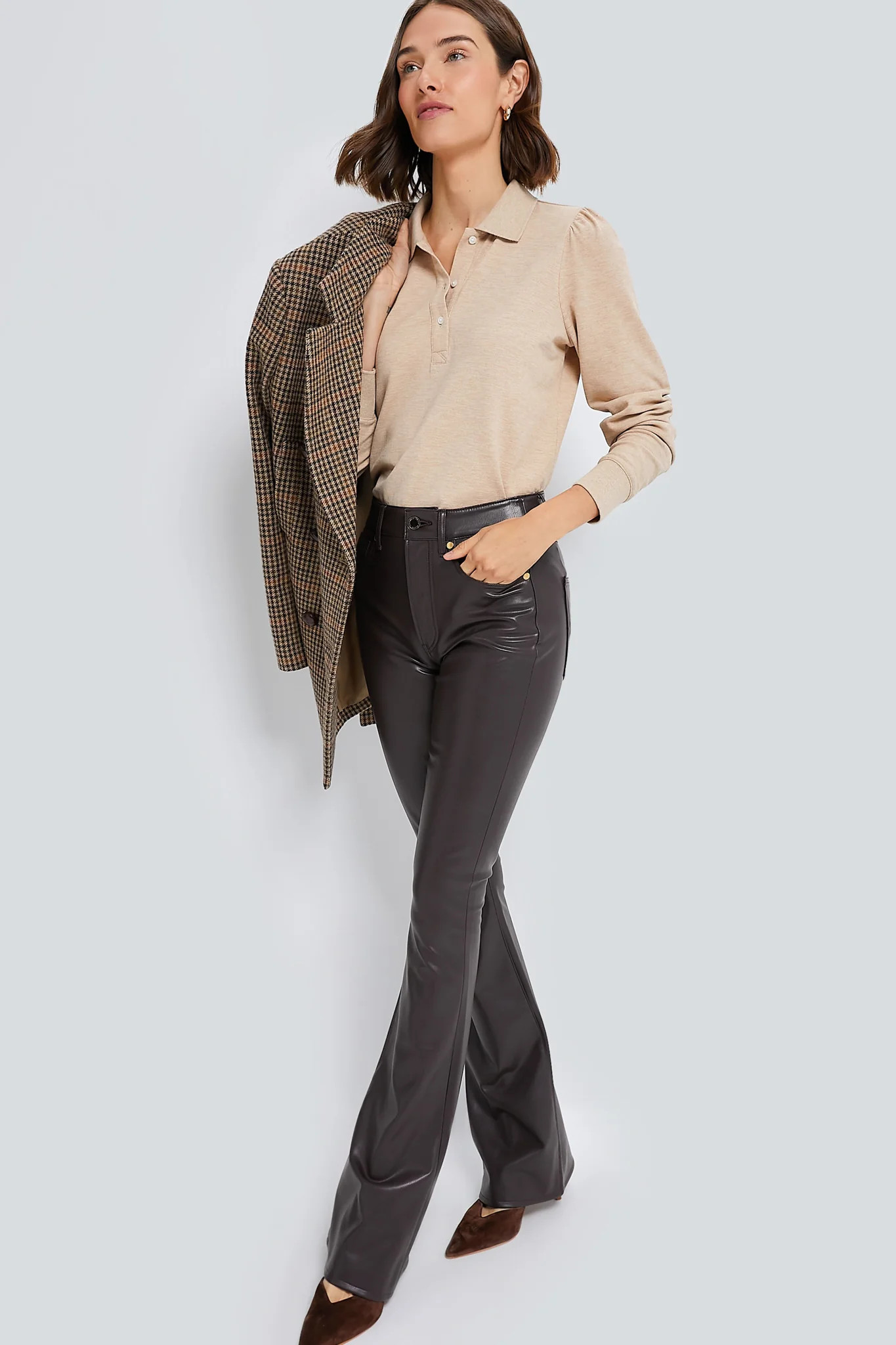 Sandstone Long Sleeve Pique Puff Sleeve Peggy Polo | Tuckernuck (US)