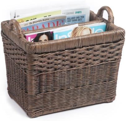 The Basket Lady Rectangular Wicker Divided Magazine Basket, 15.5 in L x 12 in W x 12.5 in H, Anti... | Amazon (US)