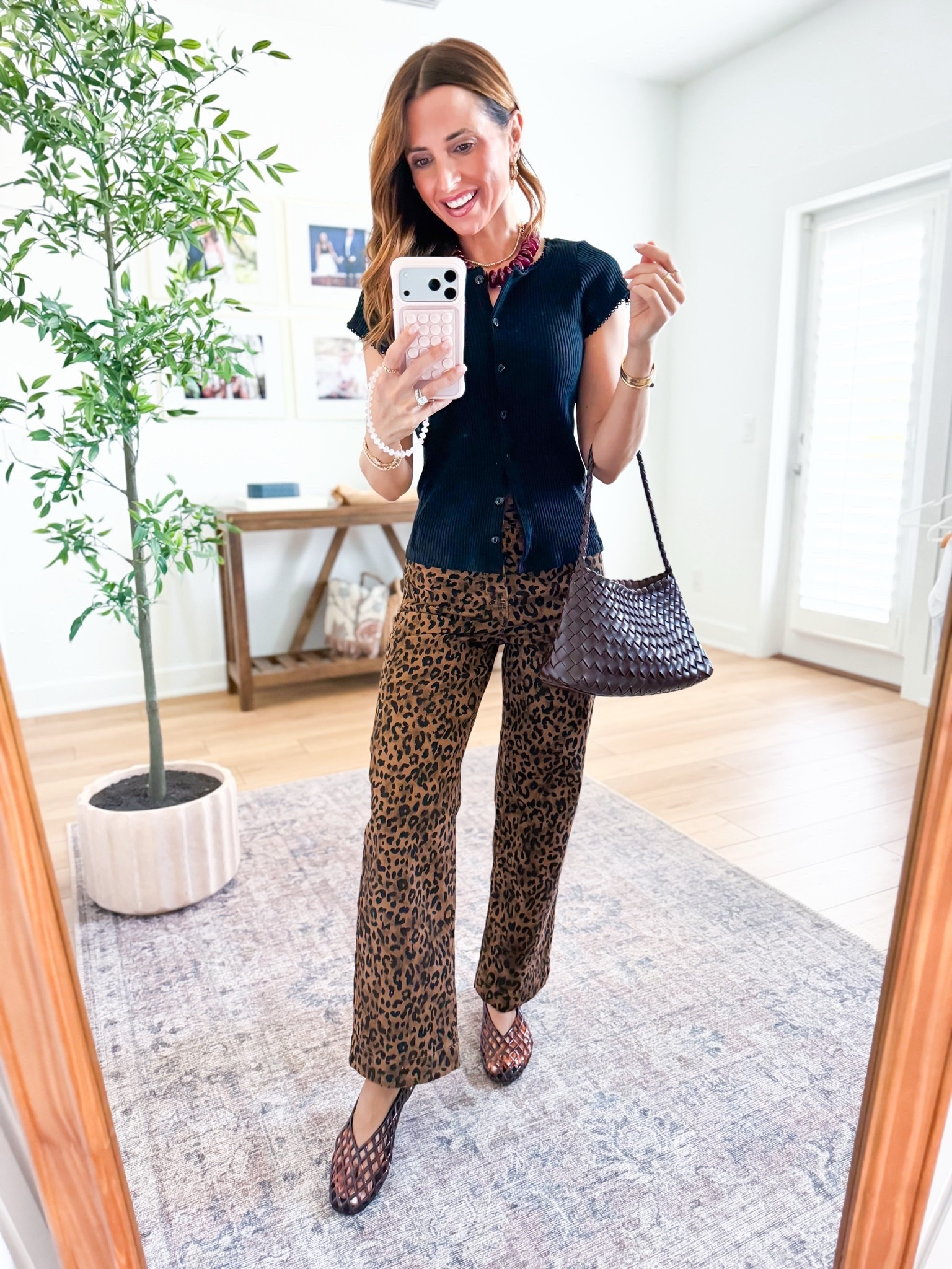 Fall outfit. Fall style. Mom outfit. Teacher outfit. Everyday outfit. Cute Amazon pants that aren’t leggings! Wearing XS in leopard jeans and XS in top. I am 5’3 for reference. Jeans are stretchy so size down if in-between sizes! Braided purse. Jelly ballet flats are whole sizes only and run a smidge big - I’m a 6.5 and sized down to a 6.

#LTKgrwm #LTKootd #LTKPetite