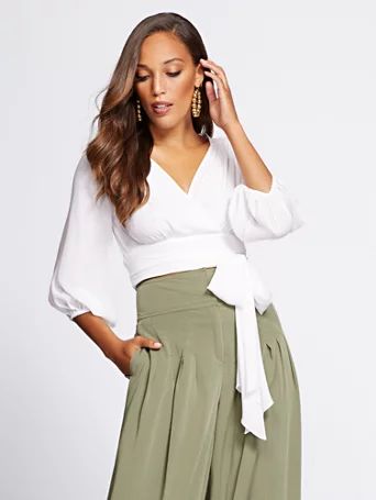 Gabrielle Union Collection - Crop Tie-Front Blouse | New York & Company
