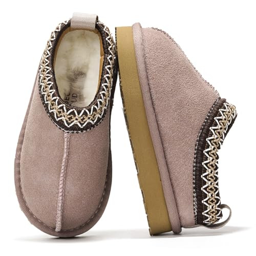 Project Cloud 100% Genuine Leather & Australian Shearling Slippers for Kids - Memory Foam Fuzzy &... | Amazon (US)