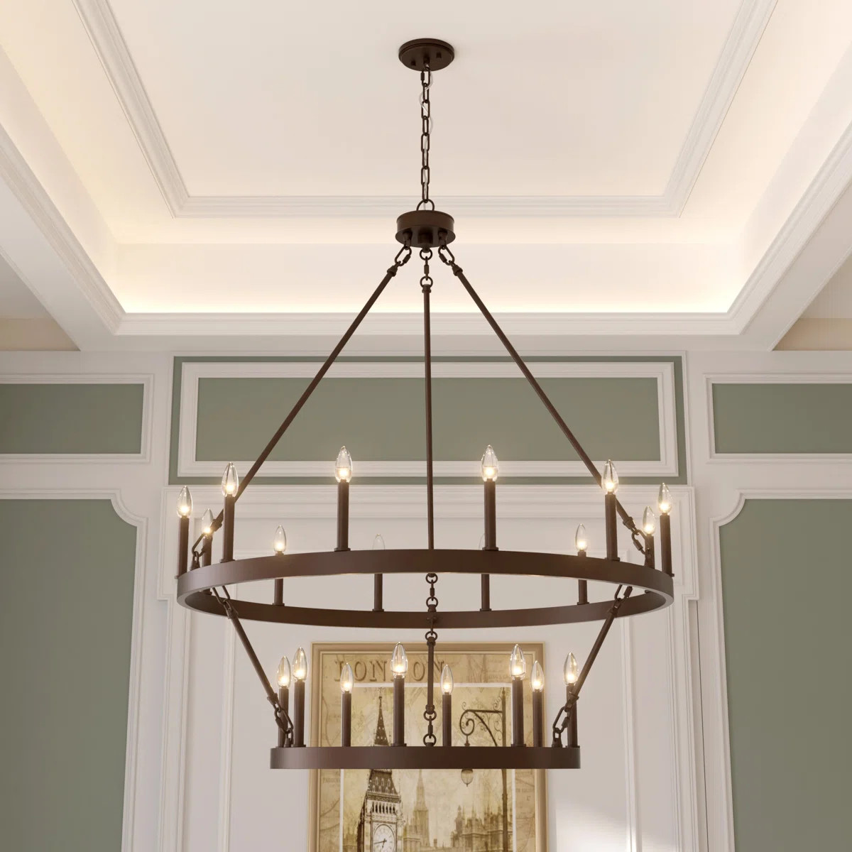 Adriana 20 - Light Steel Dimmable Wagon Wheel Chandelier | Wayfair North America