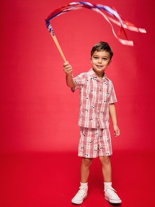 Old Navy x Disney Mickey Mouse Short-Sleeve Plaid Shirt and Shorts Set for Toddler Boys | Old Navy (US)