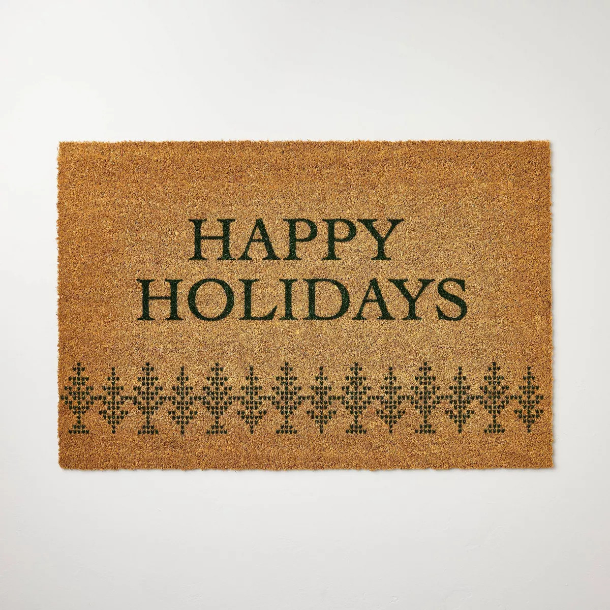 23"x35" 'Happy Holidays' Coir Doormat Tan/Green - Hearth & Hand™ with Magnolia | Target