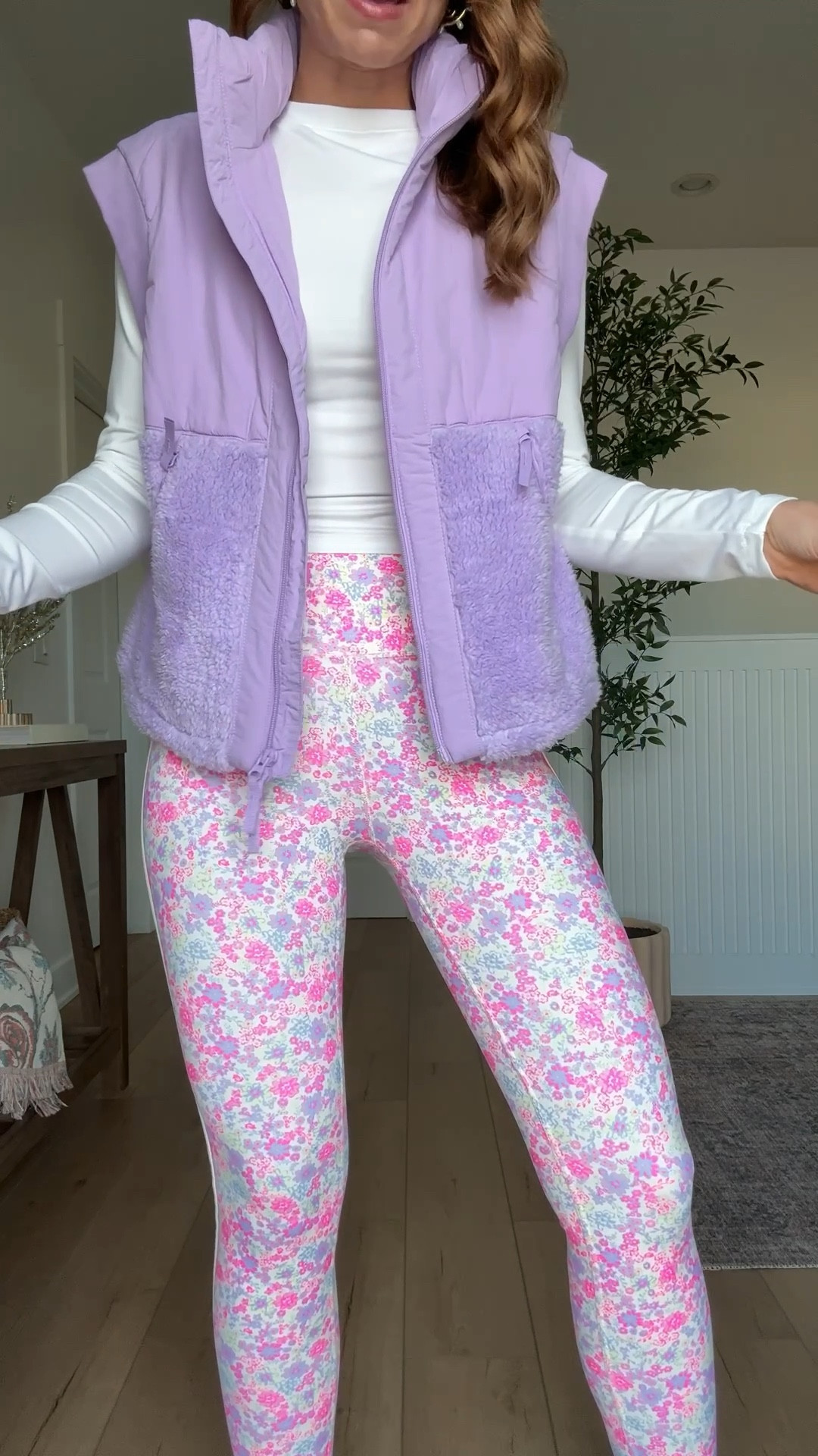 Target vest in XXS. Target floral leggings in XXS. On cloud 6 sneakers are TTS. Disney outfit. Activewear outfit. Athleisure. Spring outfit. Baseball mom. Winter outfit. 

#LTKfitnessgoals #LTKActive #LTKTravel