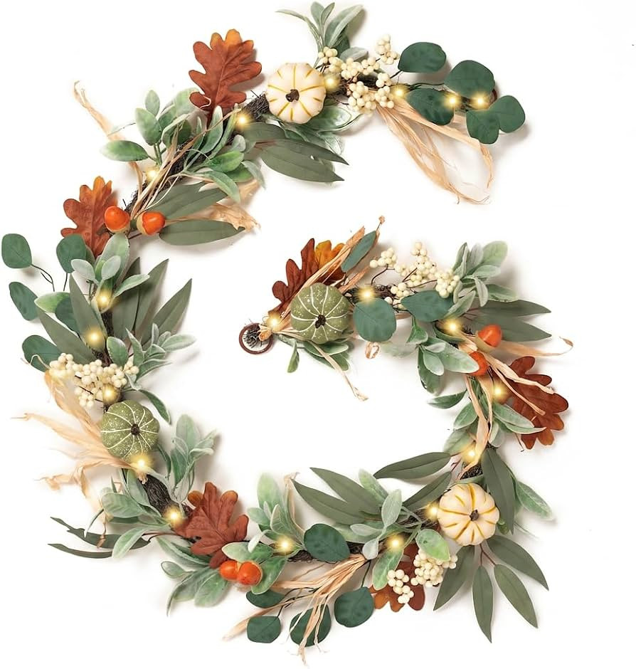 Valery Madelyn 6ft Fall Garland for Mantle with Pumpkins | Amazon (US)