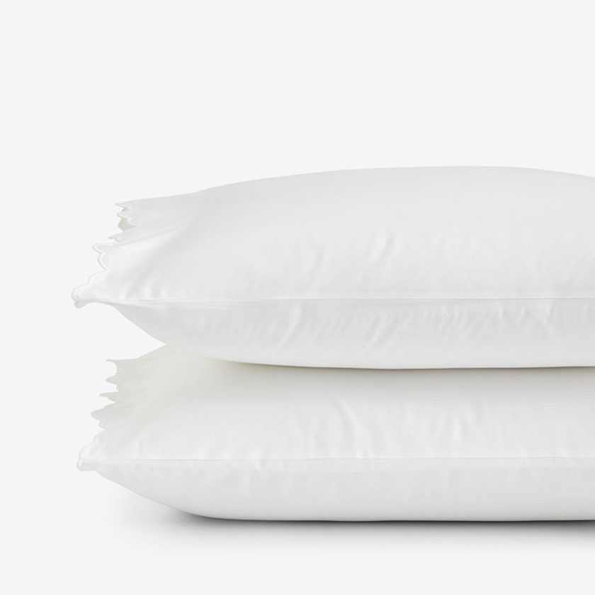 Embroidered Scallop Classic Smooth Sateen Solid Pillowcase Set - White, Size Standard | The Company Store | The Company Store