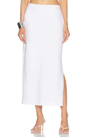 Norma Kamali Side Slit Midcalf Skirt in Snow White | FWRD | FWRD 