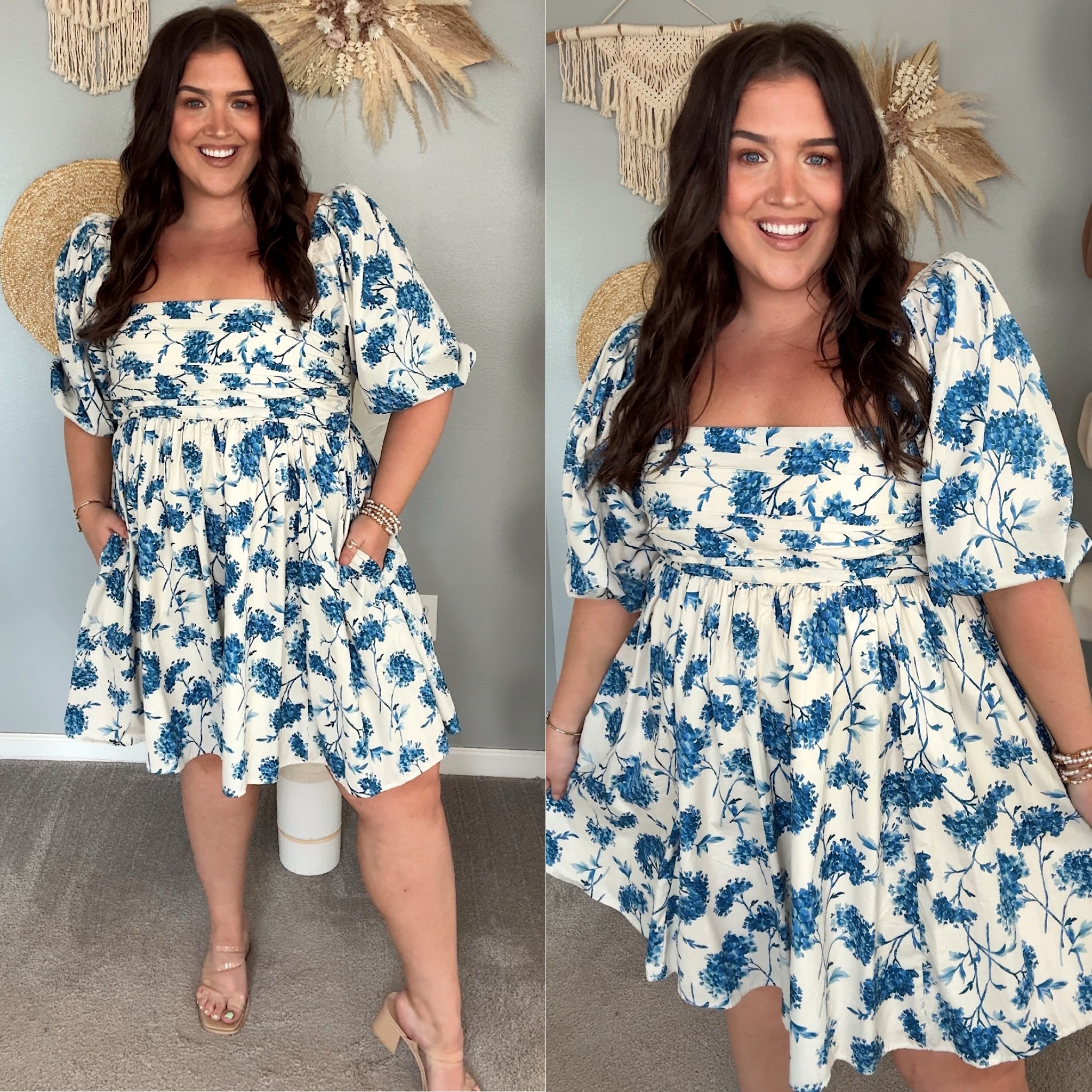 The perfect everyday summer casual dress 💙 Subtle puff sleeve, pockets, smocked bust. Super comfortable. Wearing a size XL tall for extra length! 

#LTKPlusSize #LTKSaleAlert #LTKMidsize