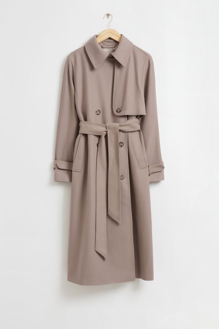 Relaxed Wool Belted Trench Coat | H&M (UK, MY, IN, SG, PH, TW, HK)