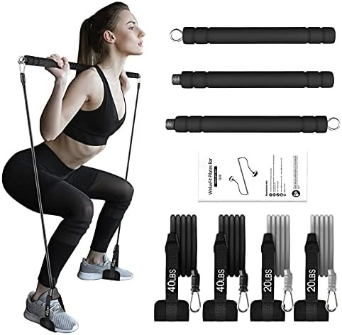 Pilates Bar Kit with Resistance Bands, WeluvFit Adjustable Bands Exercise Fitness Equipment for Wome | Amazon (US)