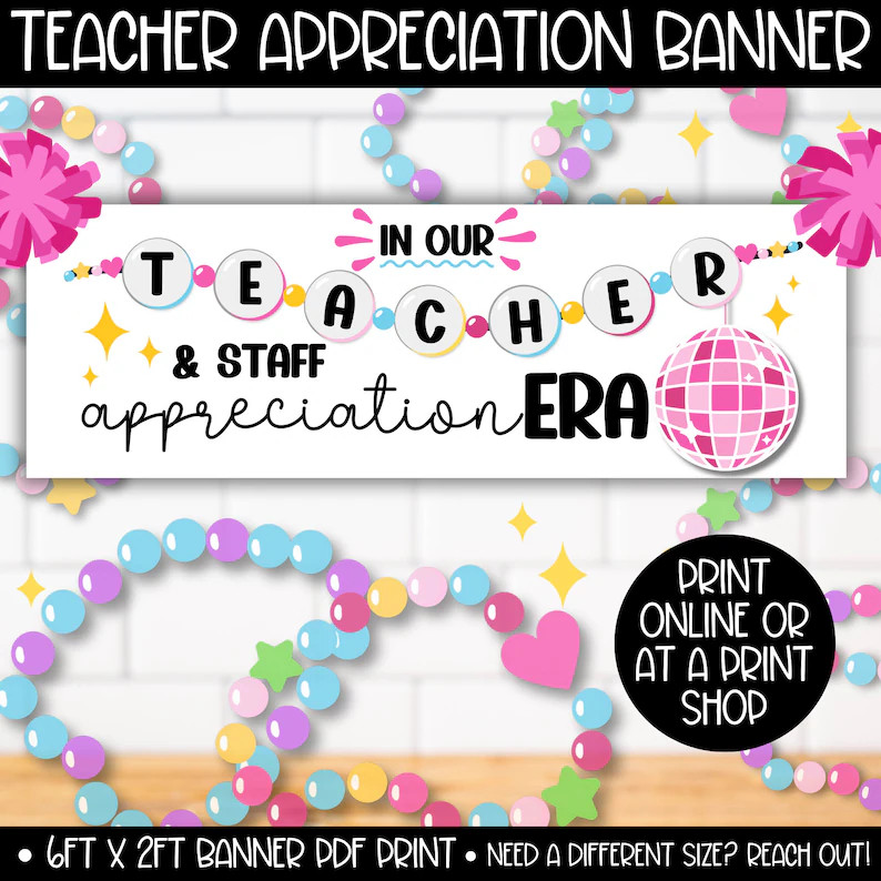 Teacher Staff Appreciation Week 6ft X 2ft Large Banner, Taylor Swift Theme Printable Bulletin Boa... | Etsy (US)